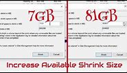 Increase Size of Available Shrink Space in Windows 10 Partition (2022)