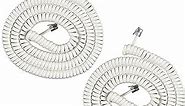 iMBAPrice (Pack of 2 3 to 25 Feet Long White Color Coiled Telephone Phone Handset Cable Cord