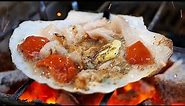 Japanese Street Food - OSAKA SEAFOOD Giant Scallops, Oysters, Sea Urchin Japan
