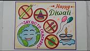 Diwali Poster Drawing//Say No To Crackers Poster Drawing//Save Earth Drawing Easy//Keshavlal Vora