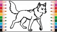 How to Draw Wolf Coloring Pages for Kids Drawing Animals Learn Colors for Children