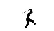 Silhouette of man with sword on white background, martial arts,...