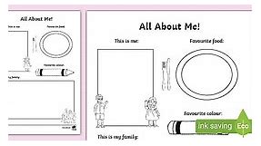 All about Me Coloring and Drawing Worksheet