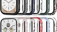 12 Pack Case for Apple Watch Series 9 8 7 45mm with Tempered Glass Screen Protector, Haojavo PC Hard Ultra-Thin Scratch Resistant Bumper Protective Cover for iWatch 45mm Accessories