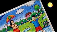 Rainy Season Drawing | Rainy Day Drawing | How To Draw Rainy Day Drawing | Monsoon Drawing