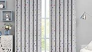Grey Blackout Window Curtains for Nursery 52 x 63 Inch Multicolor Metallic Polka Dots Printed Kids Curtains for Bedroom Living Room Gray Blackout Window 2 Panels for Office, Rod Pocket/Back Tab, 2pcs