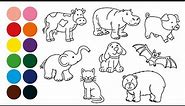 ANIMALES MAMIFEROS 2 dibujar y colorear para niños - Dibujar animales con Strauss