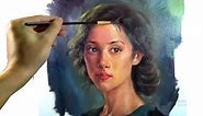 Art Oil painting girl portrait on canvas
