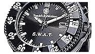 Smith & Wesson Men's SWAT Watch, 3ATM, Stainless Steel Caseback, Back Glow, Glowing Hands, Tactical Watch, Precision Quart, Scratch Resistant, 40mm, Christmas Gift