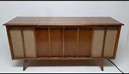 Mid Century Modern Stereo Console Cabinet Record Player - Bluetooth - Am/Fm
