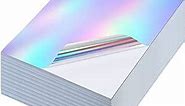 Sherr 120 Sheets Holographic Stickers Paper 8.5x11 Inch Printable Vinyl Sticker Paper Self Adhesive Rainbow Printer Paper for Inkjet Printer and Laser Printer Waterproof Vinyl Laminate Sheets