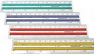 6 inch Rulers | 15 cm Rulers | Transparent Plastic Ruler | Pack of 12 of Premium Quality Rulers | Yellow, Green, Red and Blue