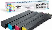 MADE IN USA TONER Compatible Replacement for Sharp MX61NT, MX3050, MX3070, MX5070, MX2651, MX3051, MX3061, MX3071, MX3551, MX3561, MX3571, MX4051, MX4061 (Black,Cyan,Yellow,Magenta, 4 Pack)
