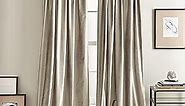 DKNY Modern Knotted Velvet Lined Curtain Panel Pair, 84", Champagne