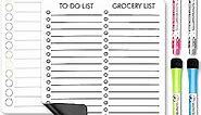 2 Pack Magnetic to Do List White Board Grocery List Magnet Pad for Fridge White Board for Fridge Includes 4 Markers and Big Eraser