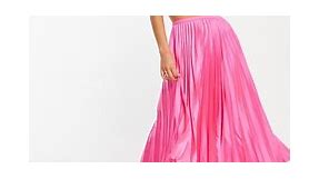 ASOS DESIGN satin pleated midi skirt in hot pink | ASOS