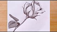 How To Draw a Rose with Water Drops - Pencil Sketch