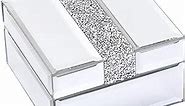 Silver Diamond Small Glass Box Glass Jewelry Box Decorative box Keepsake Box Jewelry Organizer Storage Organizer for Women Girls Luxurious Gift… (Mirrored)