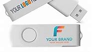 [25pcs] Custom Logo USB Flash Drive 32GB USB3.0 25 Pack JBOS Bulk Personalized USB Drives with Your Logo Customized Promotional Thumb Drives with Brand Name/Site Address/Contact info - White