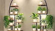 Tall Plant Stand Indoor with Grow Light, 7 Tiered Metal for Plants Multiple, Large Holder Display Shelf, Half-Moon Shape Rack Living Room, Patio, Balcony