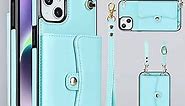 JYYVE for iPhone 14 Case 6.1 Inch, Crossbody Purse Wristlet Shoulder Strap Trendy Protective Cover for iPhone 14 (Blue)