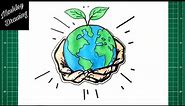 How to Draw Hands Holding Earth - Earth Day Drawing
