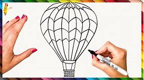 How To Draw An Air Balloon Step By Step 🎈 Hot Air Balloon Drawing Easy