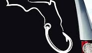 Florida Fishing Hook Vinyl Decal Sticker Bumper Cling for Car Truck Window Laptop Wall Cooler Tumbler | Die-Cut/No Background | Multi Sizes/Colors | by Car Decal Geek-Silver, 20"