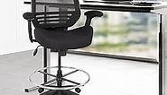 BOLISS 400lbs Mesh Ergonomic Drafting Chair,Tall Office Chair, Standing Desk Chair,Height Adjustable Armrest,Lumbar Support,Foot Ring,Swivel Computer Task Chair-Black