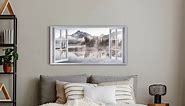 Window Canvas Lake Wall Art: Nature Landscape Picture Relaxing Misty Scenery Painting Foggy Mountain Artwork Living Room Bedroom Home Print Decor (40x20 Inch)