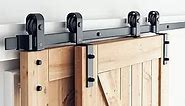 SMARTSTANDARD 6.6 Feet Bypass Sliding Barn Door Hardware Kit - for Double Wooden Doors-Single Track - Smoothly & Quietly - Easy to Install-Fit 67" Opening