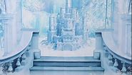 8x6FT Winter Castle Backdrop Winter Wonderland Ice Castle Photography Backdrop Ice and Snow World Blue Ice Snowflake Backdrop for Kids Newborn Baby Princess 1st Birthday Party Decor Banner