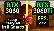 RTX 3060 12GB vs 3060 Ti TEST in GAMES - 1080p 1440p 4K