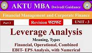 10| Financial Management and Corporate Finance unit 3, Leverage analysis, ebit eps analysis, mba,bba