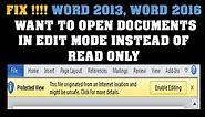 FIX !!!! Microsoft Word open Documents in in read only mode instead of edit mode