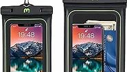 MYBAT PRO IPX8 Waterproof Phone Pouch (1 Pack XL Size + 1 Pack Regular Size), Cell Phone Dry Bag with Detachable Lanyard, Universal Floating Waterproof Phone Case for iPhone 15 Pro Max/14/S24 - Black