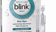 Blink Preservative-Free Sterile Lubricating Eye Drops for Mild to Moderate Dry Eye Symptom Relief, 25 Count 0.01 fl oz Vials
