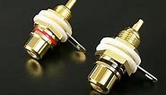 2 Pcs RCA Terminal Gold Plated Copper RCA Panel Mount Female Jack Terminal Socket Audio Connector