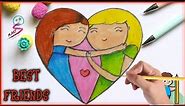 How To Draw Cute Best Friends Forever[BFF] heart easy step by step