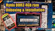 Hynix DDR3 4gb Laptop ram 1600mhz| Unboxing | Installation