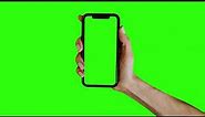 Hands with phone greenscreen
