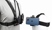 Mobile Phone Chest Strap Harness Mount Head Strap Holder Kit for POV/VLOG,Cell Phone Clip Compatible with iPhone,Samsung,GoPro Hero 9, 8,7, 6, 5, 4, 3,2, 1,AKASO,DJI Osmo,and Action Cameras…