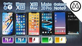 OnePlus 6T vs iPhone XR / XS vs Mate 20 Pro vs Note 9 Battery Life DRAIN TEST