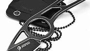 NedFoss Neck Knife with Sheath and Necklace, Spear Finger Hole Fixed Blade EDC Knife, 1.9" Small Knife Necklace for Men Women, EDC Utility Knife Mini Box Cutter