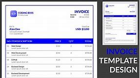 How to create the Invoice Template Design In HTML and CSS | Invoice Design | Invoice Template