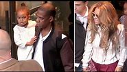 Pregnant Beyonce, Jay Z and baby Ivy Blue go to the restaurant in Paris