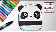HOW TO DRAW PANDA SQUISHMALLOW EASY - HAPPY DRAWINGS