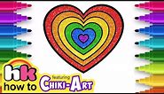 Glitter Rainbow Hearts | How to Draw Heart | Valentines Cute Drawings | Chiki Art | Hooplakidz HowTo