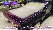 Painting Candy purple on a El Camino and I painted a frame of a 62 impala Candy Apple red.