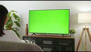 watching tv green screen in the living room